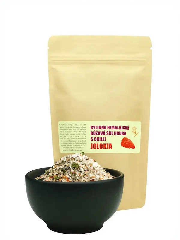 Bylinná himalájská růžová sůl hrubá s chilli Bhut Jolokia