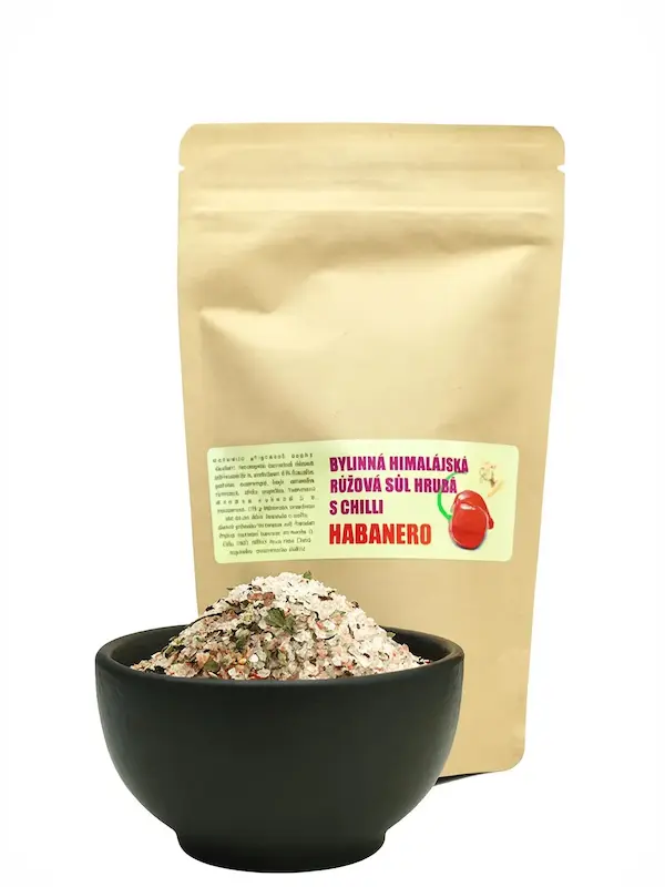 Bylinná himalájská růžová sůl hrubá s chilli Habanero
