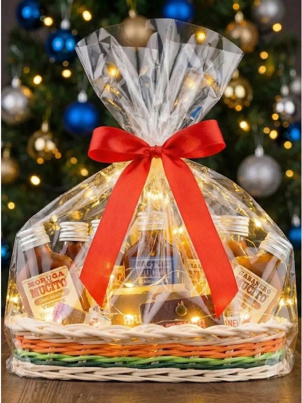 Dárkový koš ochutnávkový s tatrafánem a mašlí
